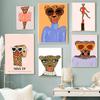 Funny Abstract Animal Poster Fashion Leopard Canvas Painting Wall Art Prints Picture Bed Room Girl's Dressing Room Home Decor