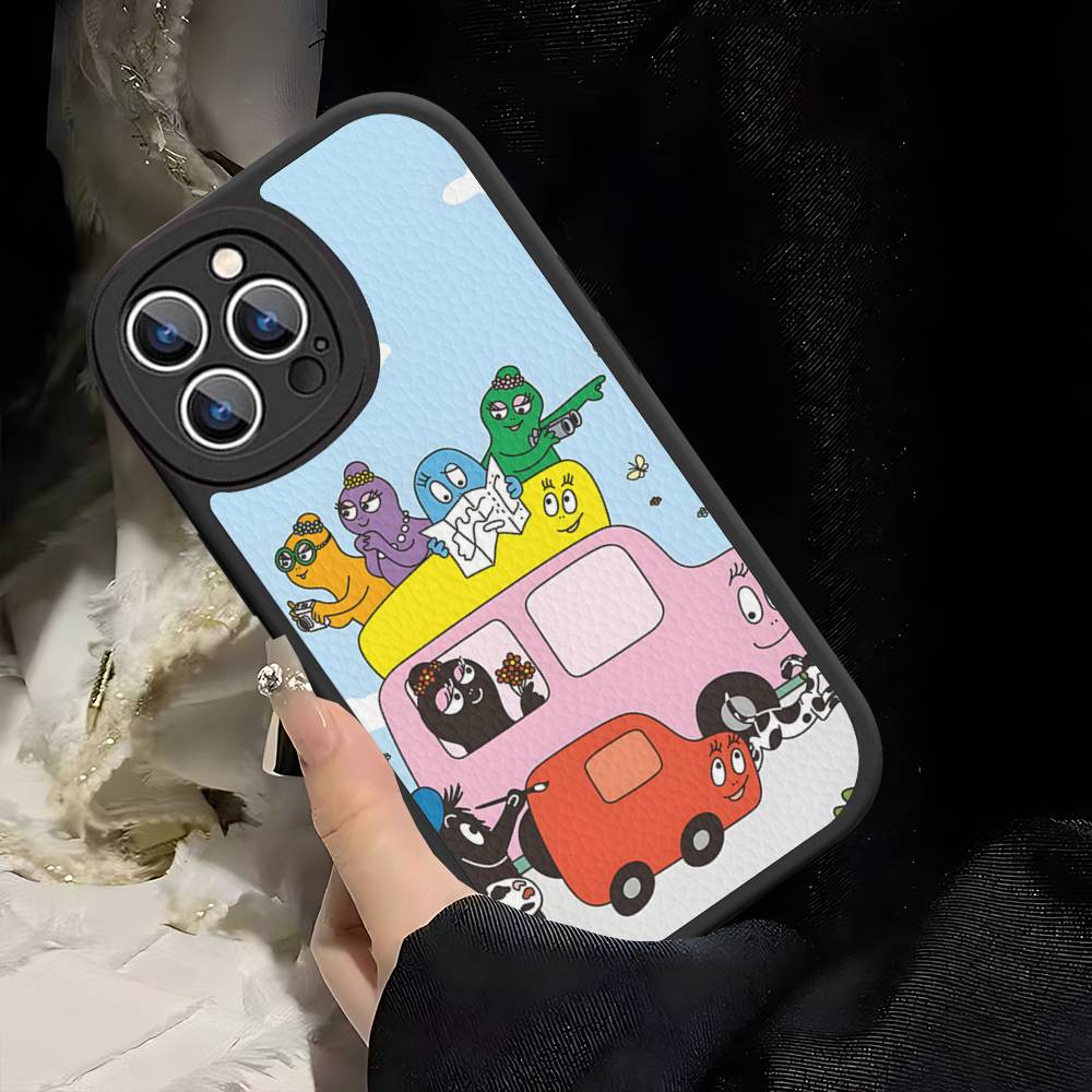 Cartoon Barbapapa Phone Case For IPhone 16 15 14 13 12 11 Pro Max Plus Leather Soft Cover