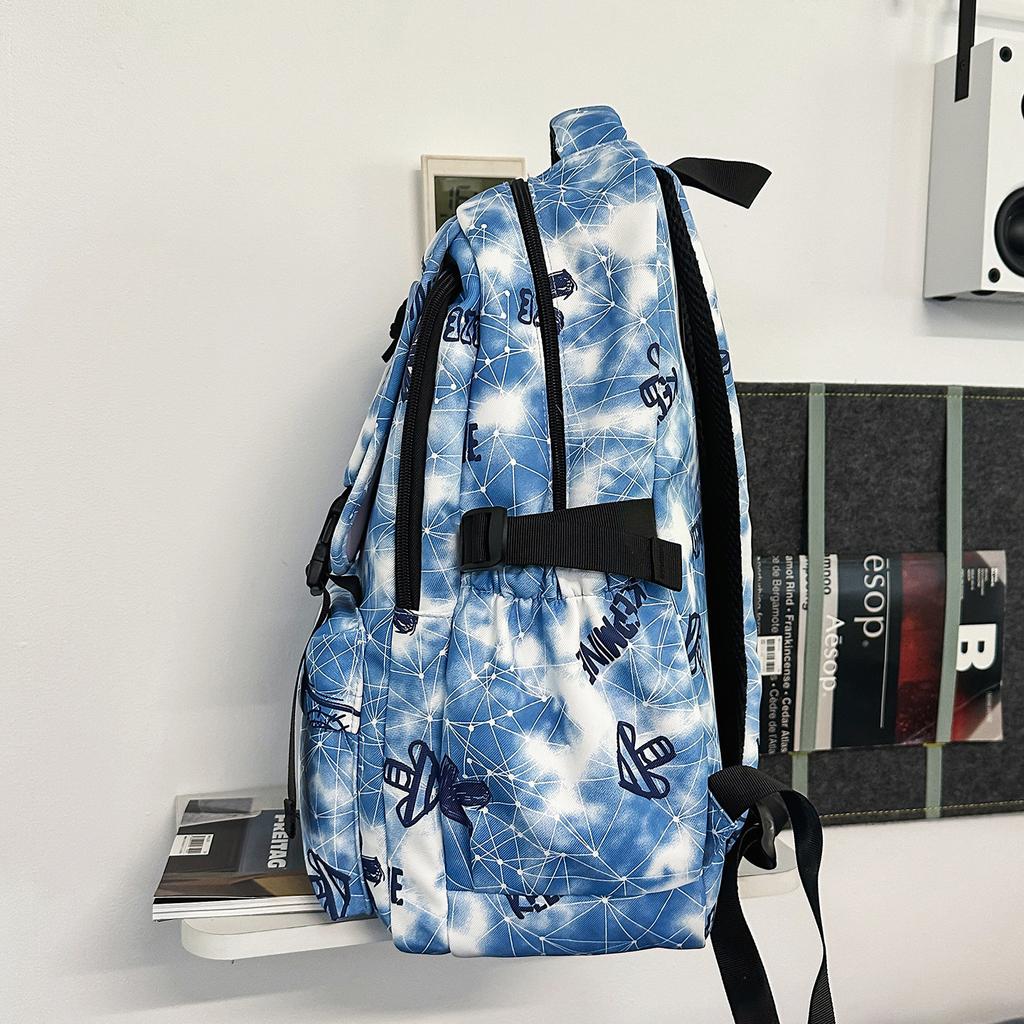 Schoolbag Korean Trend Backpack Personality Foreign Style Junior High School Student Schoolbag Lightweight Travel Backpack Large Capacity Backpack