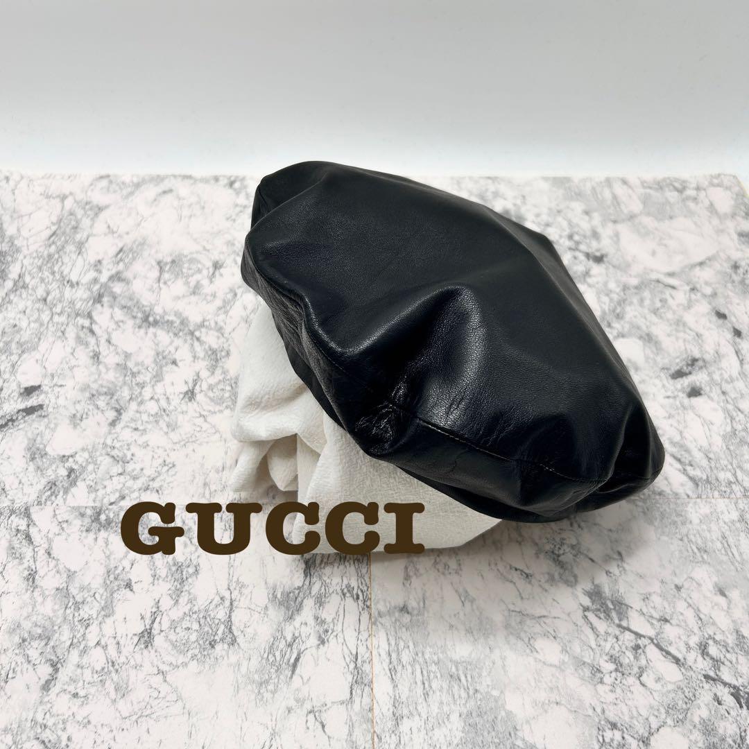 Used GUCCI leather beret black