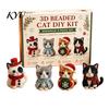Parent Child Interactive Activity 3D Beaded DIY Kit, Lifelike Christmas Animal Beading Craft Set, Set for Kids Handmade Easy Embroidery Kit And Adults
