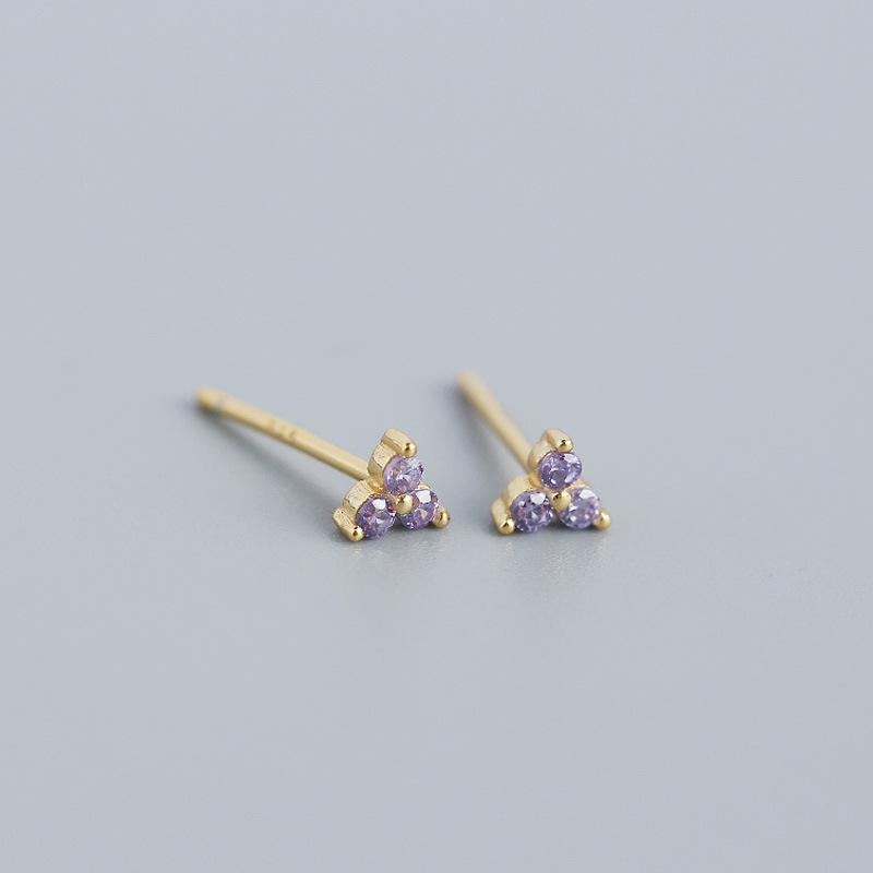 925 Silver Inlaid Crystal Geometric Clover Stud Earrings Light Luxury Mature Glamour Women Jewelry Accessories