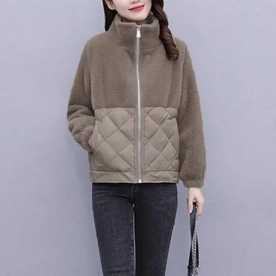 Damen Herbst und Winter Übergröße Verdickte Kurze Revers Lockere Wattierte Jacke Warm Bequem Locker Dünne Oberbekleidung