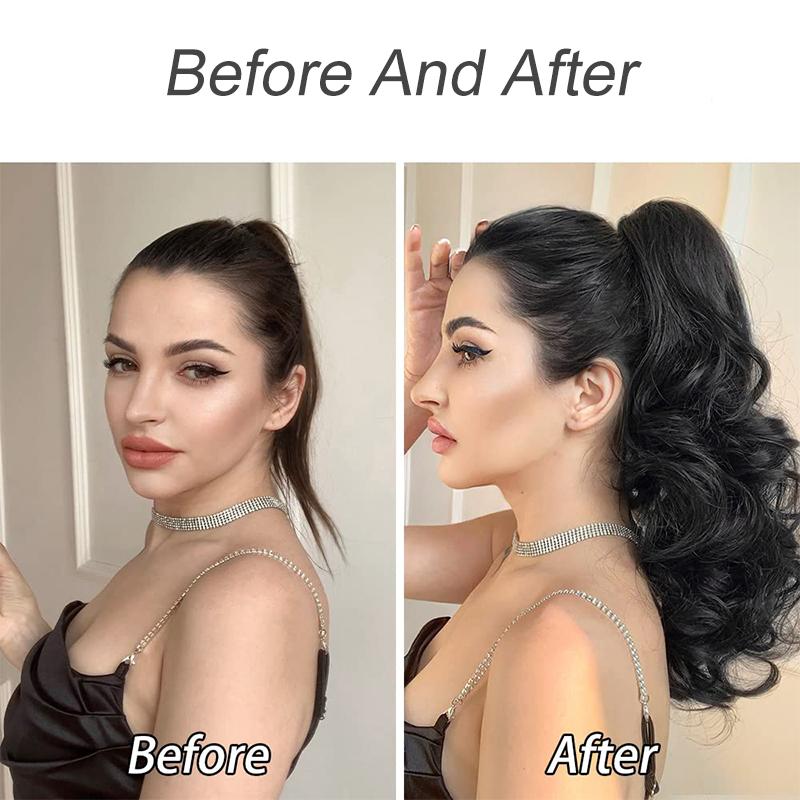 Long curly hair ponytail Ponytail Extension Straight Drawstring Pony Tails Hair Extensions Long 22 inch Synthetic Fake Ponytails Natural