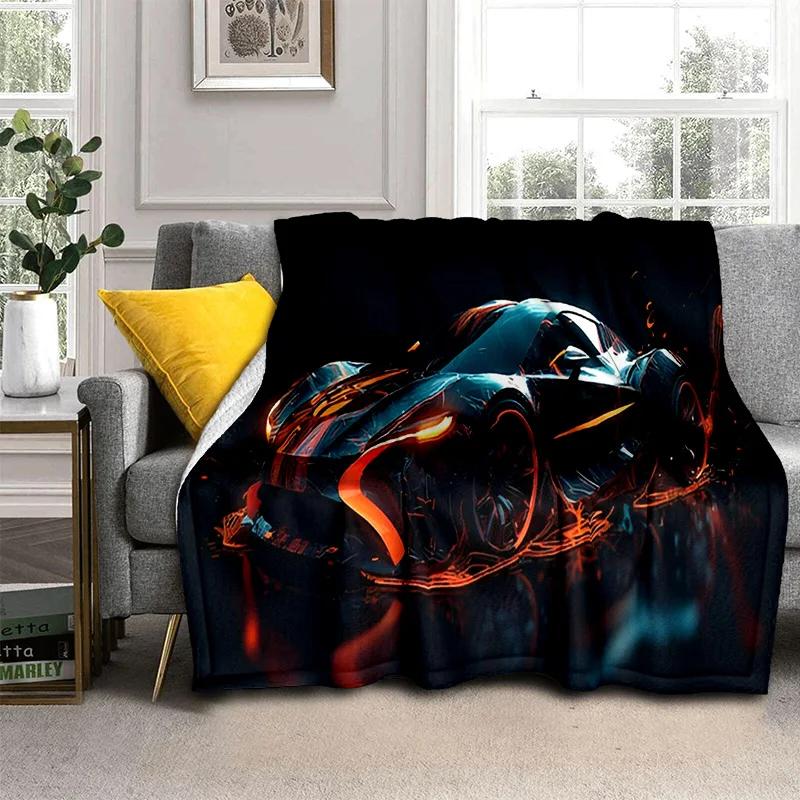 Coperta Cartone Animato Auto Sportiva Futura 3D HD Concept Car, Coperta Morbida da Divano per Casa Camera da Letto Letto Divano Picnic Viaggio Coperta per Bambino