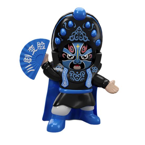 

Сичуаньська опера Лялька, яка змінює обличчя, з рухомим капелюхом 5 макіяжів для обличчя Китайський фольклор Пекінська опера Фігурка Декорація Інтерактивна іграшка Малюки синій