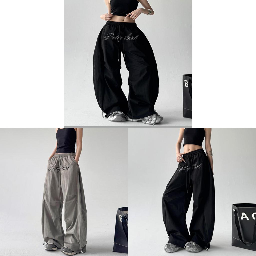 Spring American Letter Embroidered Cargo Pants With Wrinkle Effect For Teenagers