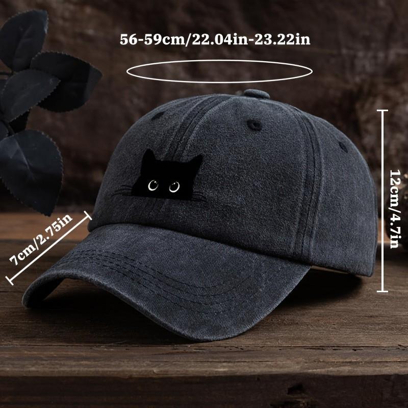 Weiche Baumwollähnliche Leinen-Baseballkappe Mit Katzen-Print-Design Unisex Breiter Schirmhut