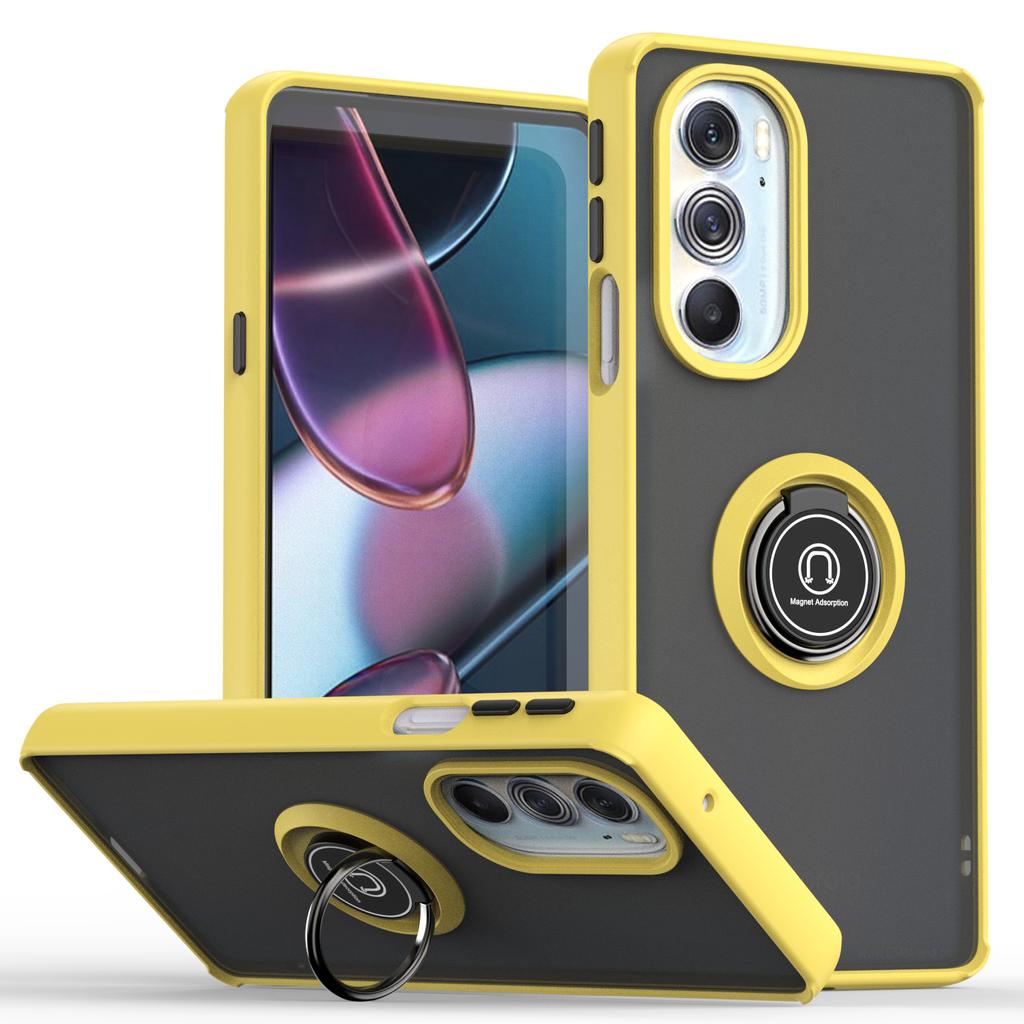 For Motorola Moto EDGE X30 Magnetic Holder Ring Stand Hard PC Back Cover PC Simple Shockproof Armor Ring Funda