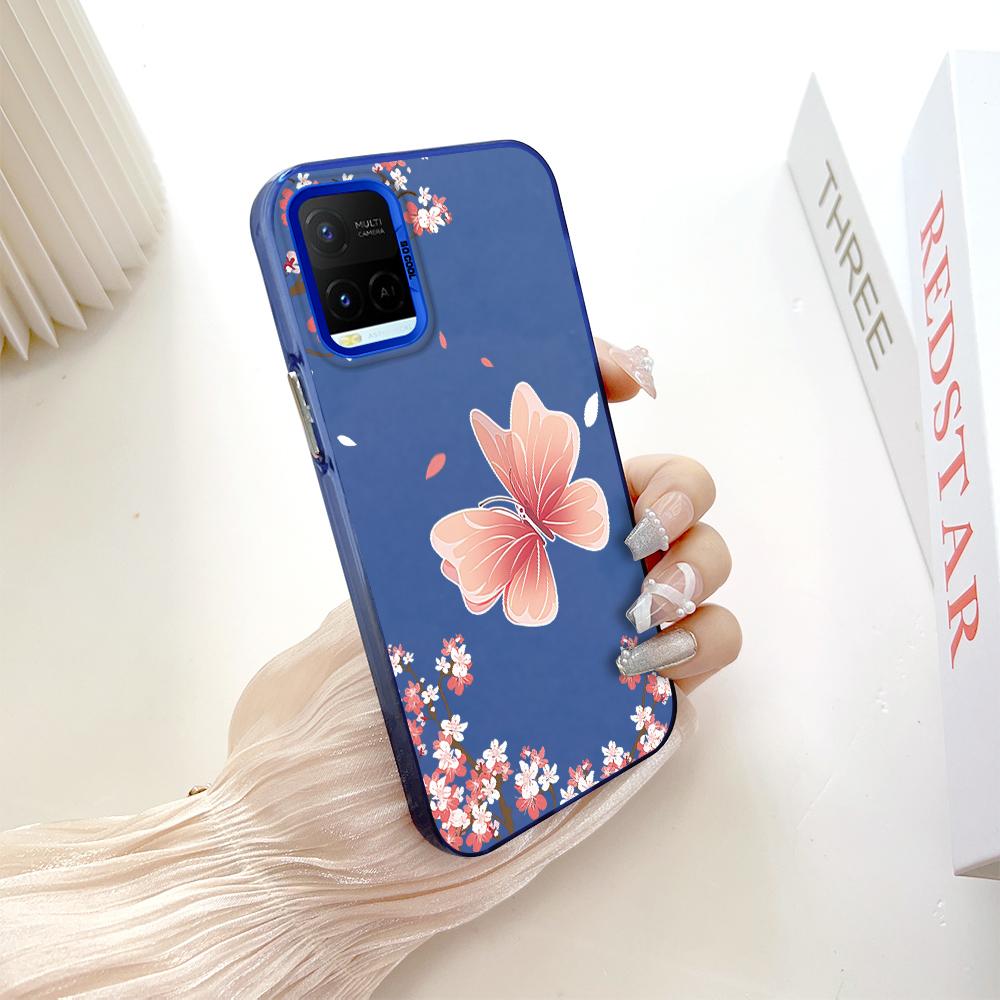 

Окрашенный узор, красочный серебристый, двухсторонний, жесткий, противоударный чехол для телефона Vivo Vivo Y22S синий