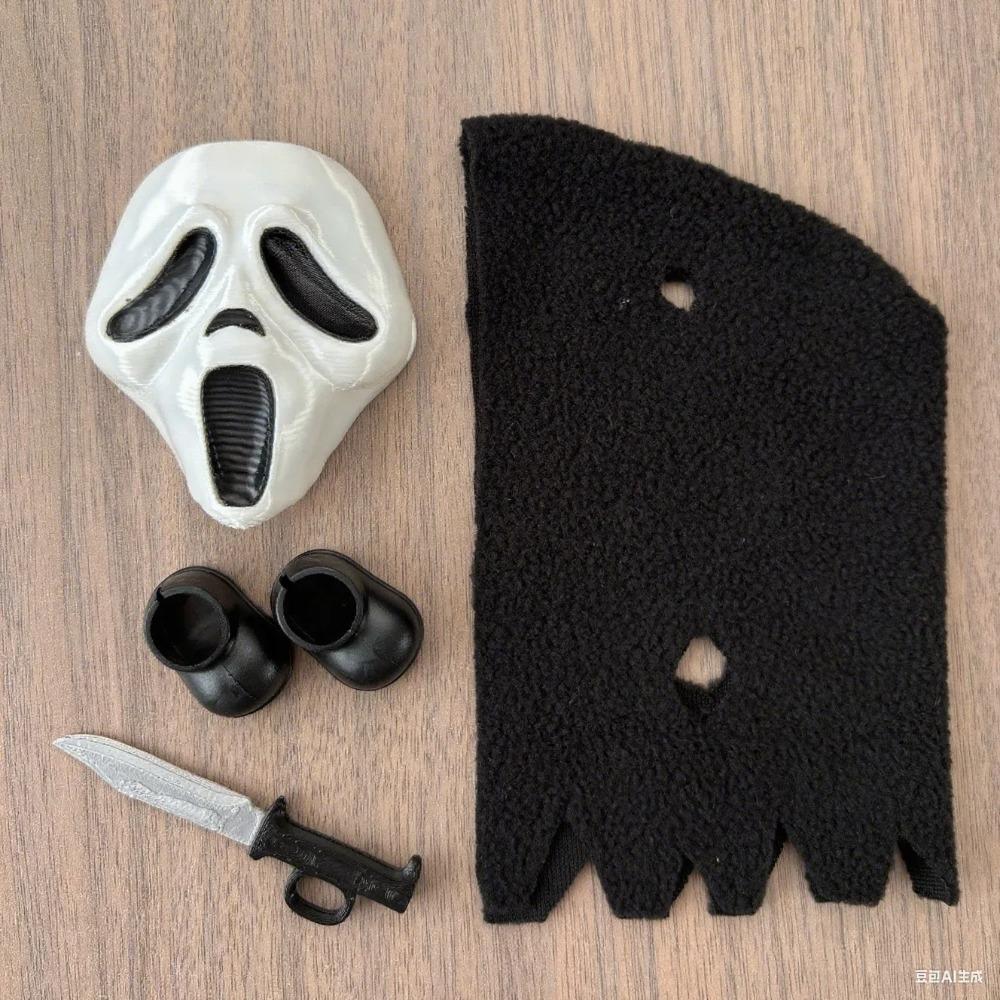 24 New Mask For Labubu Halloween Doll Accessories Trick Or Treat Jason Black White Ghost Clown Ghost Gas Mask Pink Cat Funny Toy