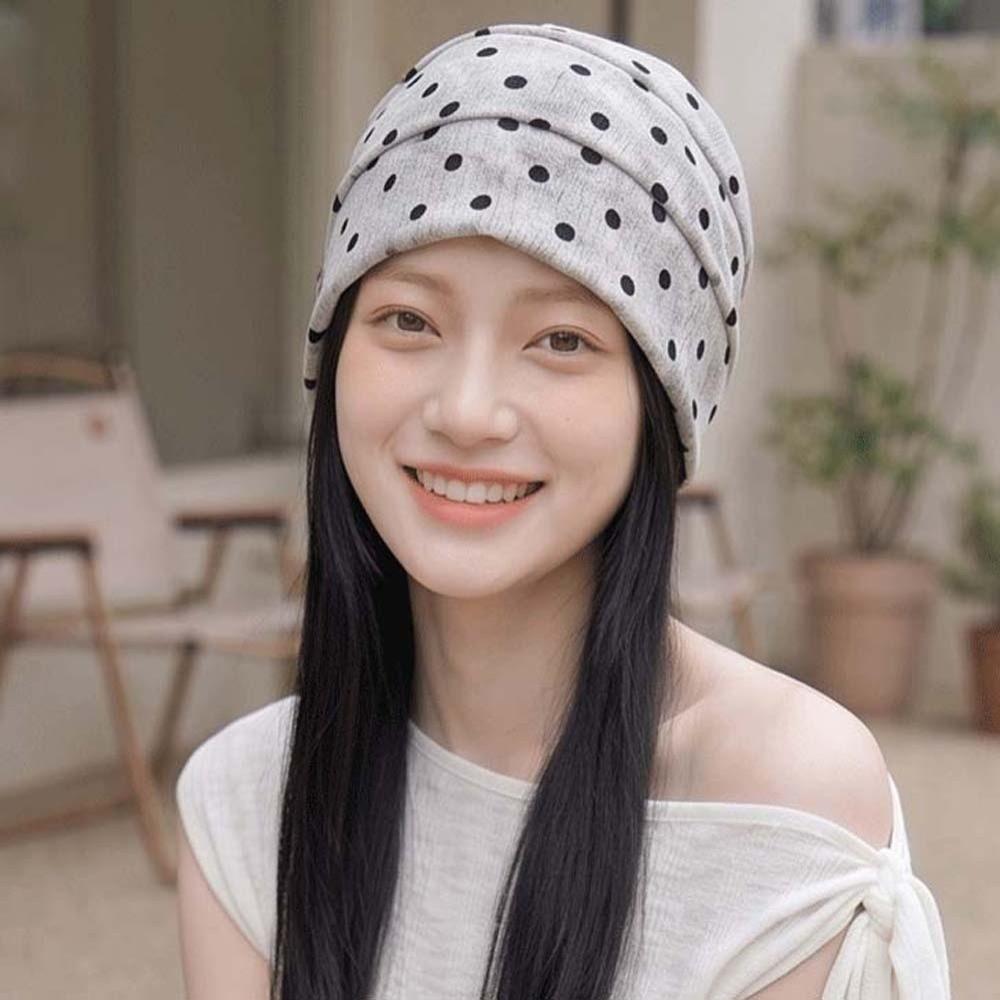 Retro Polka Dot Beanie Soft Windproof Head Wrap Vintage Pullover Hat Fashion Bloggers