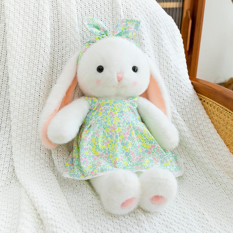 Super Cute Colorful Rabbit Plush Toy Girl Birthday Gift Flower Skirt Rabbit Doll Sleeping Pillow Healing Bay Window Decoration