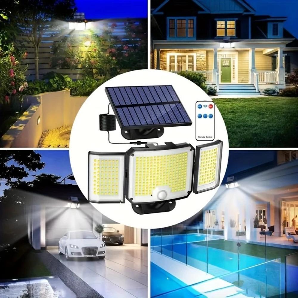 346LED Solar Motion Sensor Light with Remote 3 Modes Waterproof Outdoor Solar Security Flood Lights for Garden Patio Garage Lamp