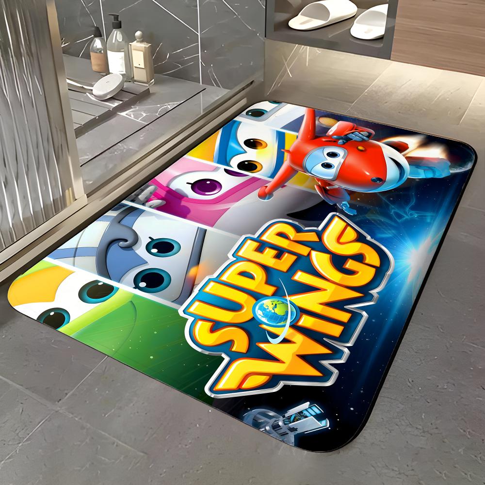 Anime - S-Super W-Wings Floor Mat Soft Flannel Entrance Door Mat Non Slip Absorbent Bathroom Bedroom Floor Rug