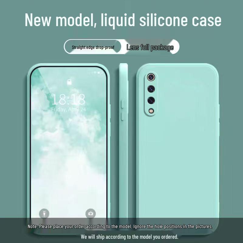 Compatible with Xiaomi 9SE: Simple Solid Color Liquid Silicone Full-Coverage Anti-Drop Soft Phone Case.