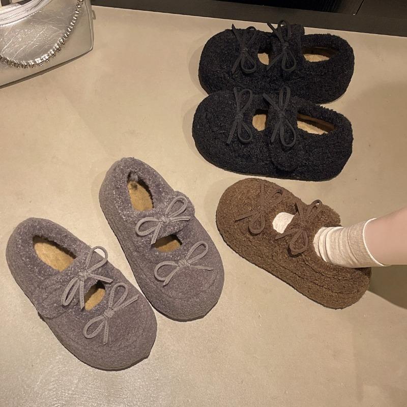 Winter Chunky Loafer Shoes Women New Fleece Lined Warm Women Slip On Shoes Comfortable Height Increase Female Cotton Shoes