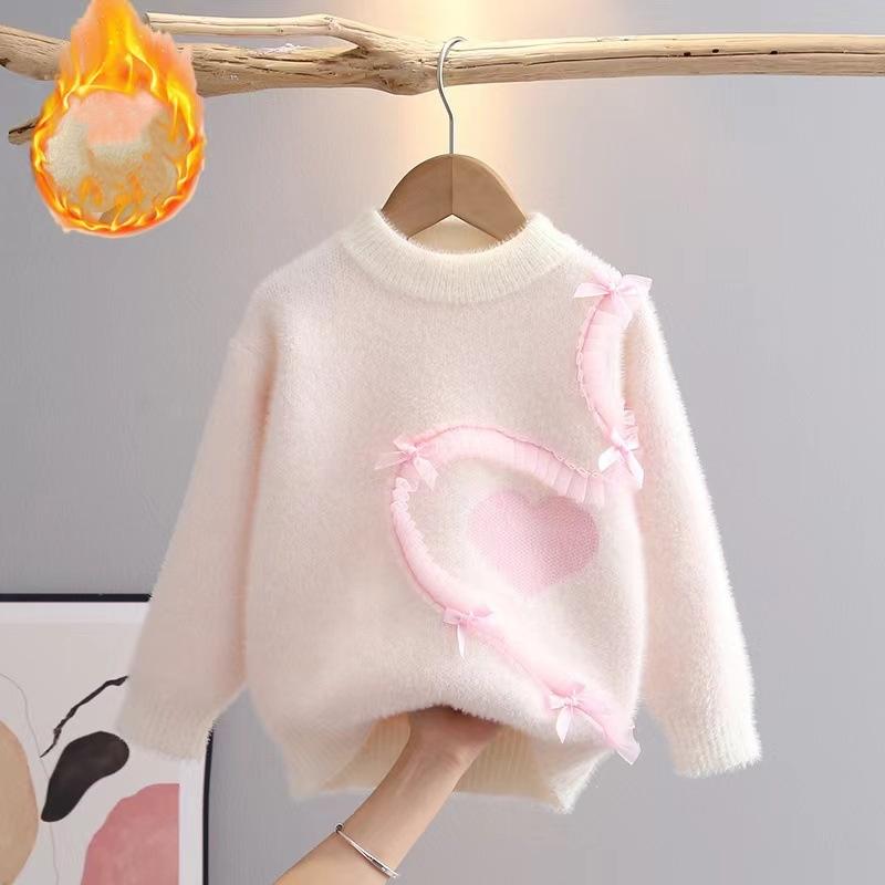 

Трехмерная любовь вязаные свитера для девочек пуловер куртка осень-зима одежда для маленьких девочек корейская детская одежда 3-10 лет 130