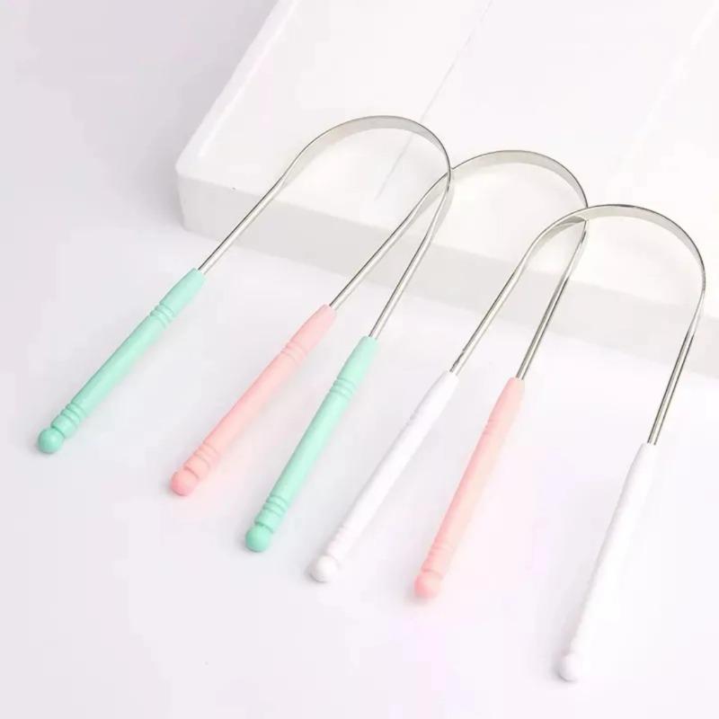 1Pc Stainless Steel Tongue Scraper Cleaner Fresh Breath Coated Tongue Toothbrush Oral Hygiene Care Tools