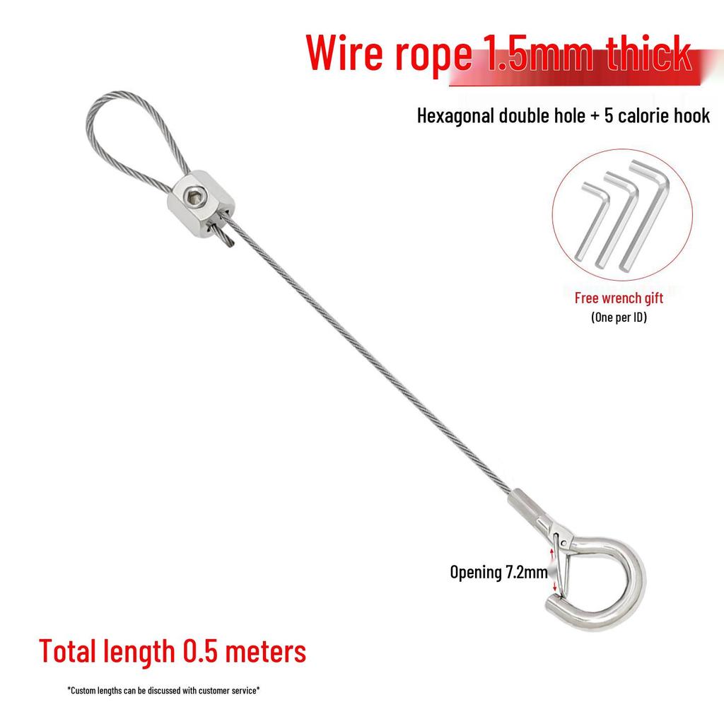 304 Stainless Steel Wire Rope Lock Buckle, 1-4mm Adjustable Hanging Picture and Lighting Wire Hook Adjuster