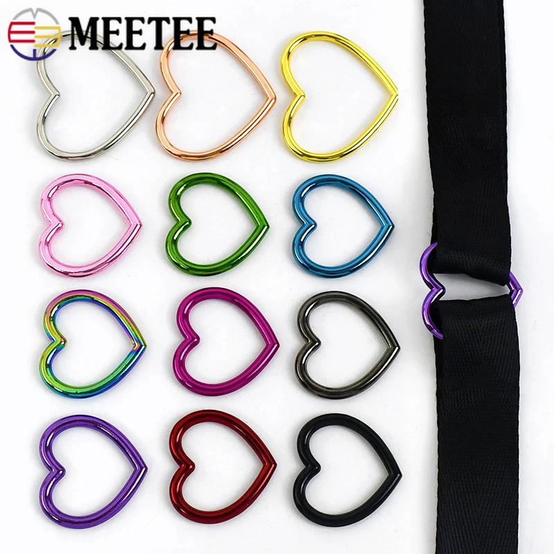 Meetee 5-20Pcs Metal O Ring Buckles Webbing Belt Clasp Dog Collar Connector Hanger Heart Loop Hooks DIY Hardware Accessories