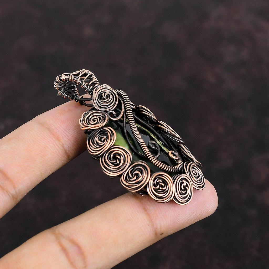 Australian Chrome Chalcedony Pendant Copper Wire Wrapped Pendant Handmade Copper Jewelry Gemstone Pendant Gift For Him Healing Stone Jewelry
