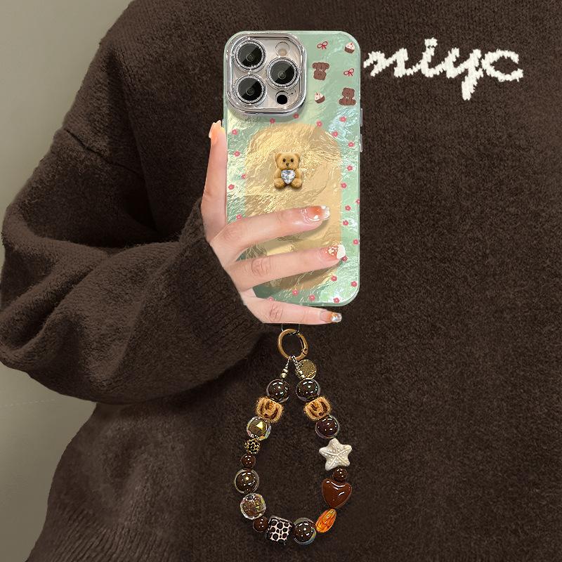 The Floral Bear Bracelet Is Suitable for Apple 17 Mobile Phone Case Iphone15promax High Value 16 New Women's Models 14 Outside