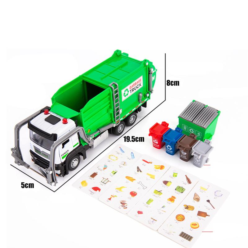 1/32 Garbage Collection Truck Car Model City Garbage Sorting Sanitation Clearing Vehicle Car Model Sound And Light Kids Toy Gift