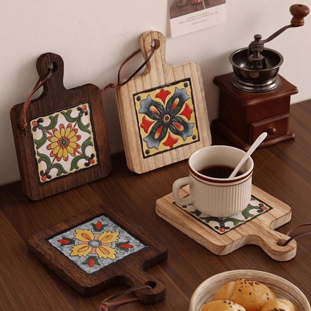 Retro Insulation Mat Japanese Style Wooden Placemat Hot Tea Water Cups Table Mat Coffee Cup