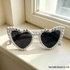 Pink Heart Pearl Sunglasses with English Letter Design for Girls' Birthday Parties