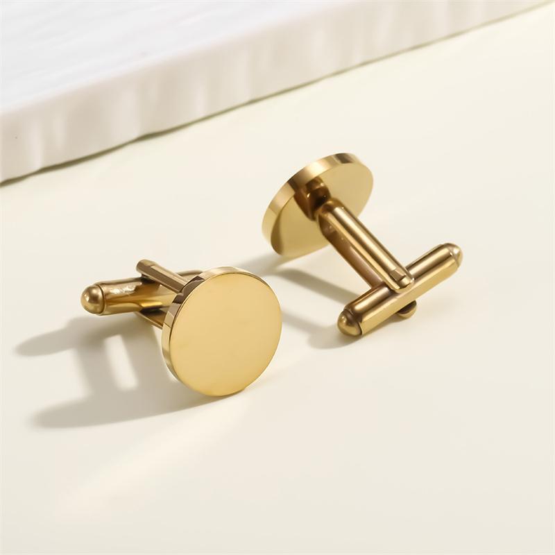 Round Stainless Steel 15Mm Mirror-Polished Men'S Cufflinks