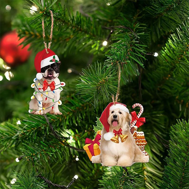 10/20/30pcs Set Rustic Wooden Dog Ornaments - Christmas Hanging Decorative Pendants, Pet-Themed Christmas Decor