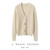 100% reiner Kaschmir V-Ausschnitt Metallisch gestrickter Cardigan - 2025 Herbst/Winter Damen Vielseitige Lockere Mode Oberbekleidung