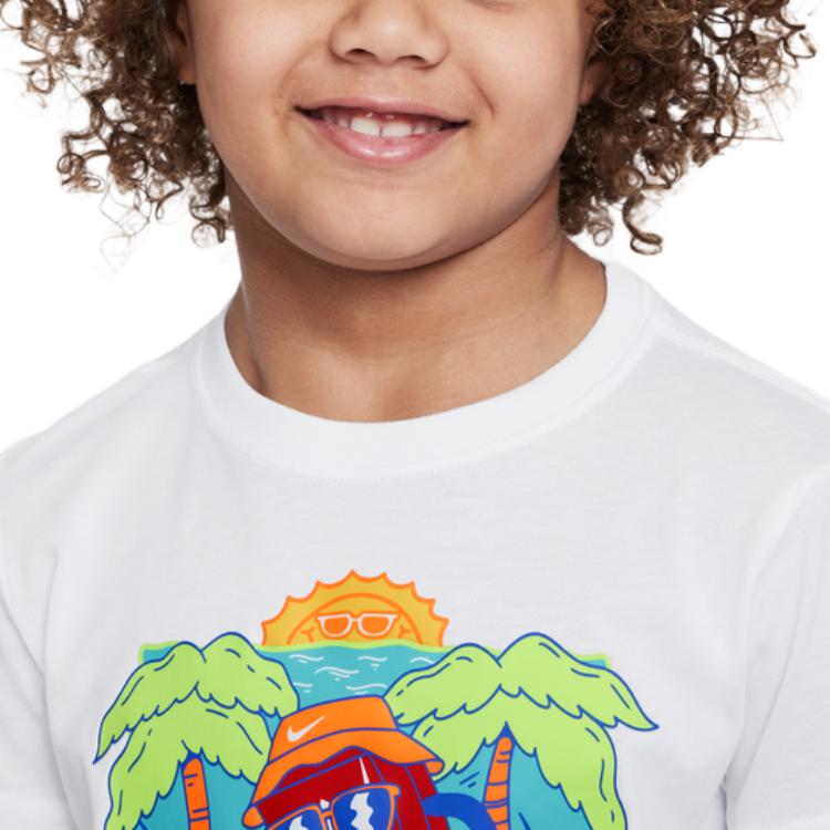 Nike Boxy Sports Casual Soft Comfortable Versatile Short Sleeve T-Shirt Kids Tops White II3031-100