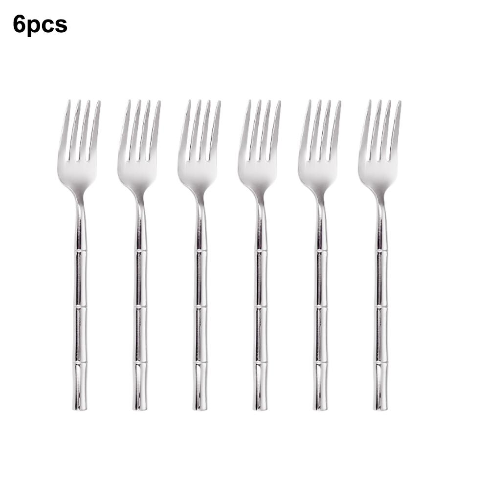 

6/24/30 предметов из нержавеющей стали 304, набор столовых приборов, серебряная посуда, ручка в форме бамбука, набор столовых приборов, нож, вилка, ложка, серебряная посуда