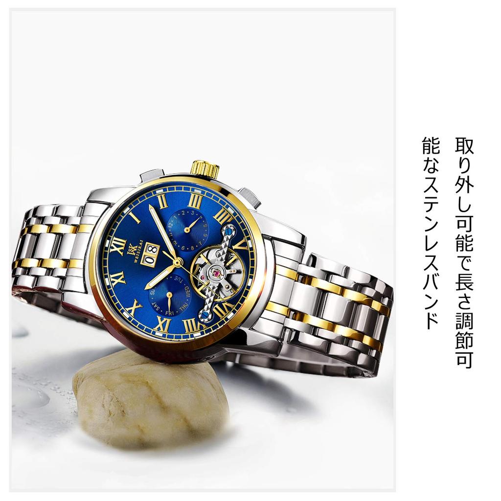 RORIOS Mechanical Business Date Stainless Steel Japanese Instruction Manual Included Men's Wristwatch, Hand-Wound, Watch, Luminous, Tourbillon,