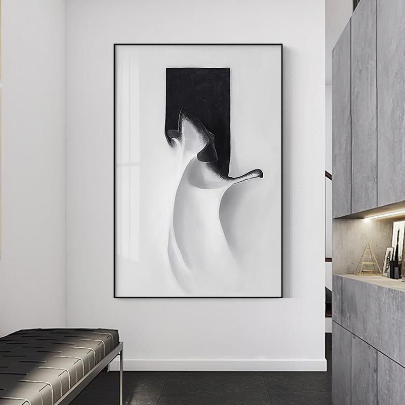 

Расширение пространства, украшение для крыльца, картина на холсте, современная абстрактная живопись, роскошный стиль, черно-белый декор коридора 30X40cm Unframed