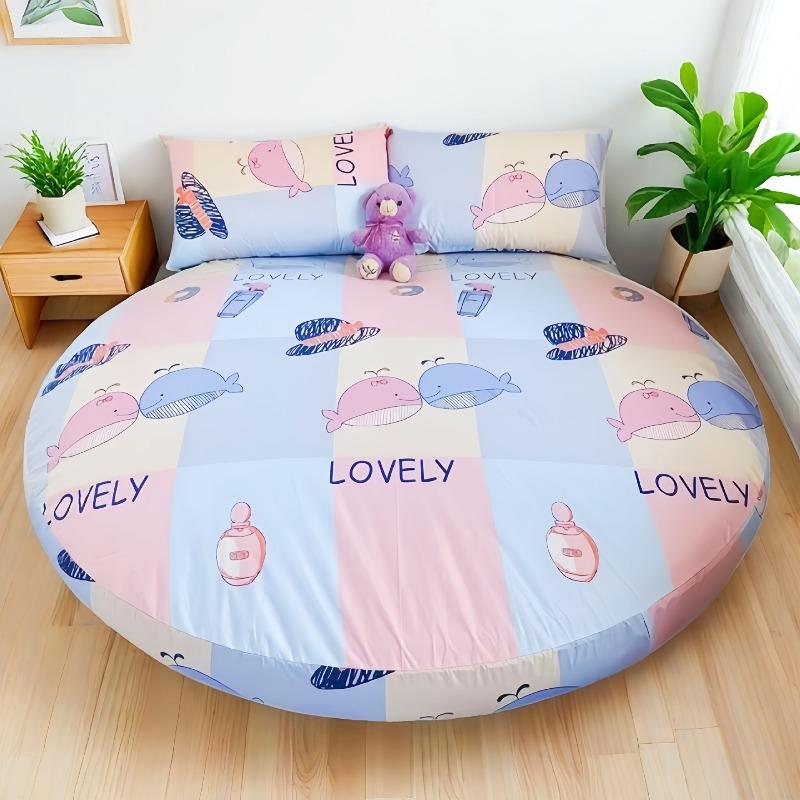 1PC Waterproof Round Cartoon Printed Bed Fitted Sheet with Elastic Single/Queen/King Mattress Cover (without Pillowcase)
