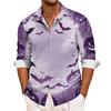 Men's Loose Fit Long Sleeve Shirt with Spread Collar Halloween Themed Casual Vintage Style Breathable Fabric Suitable for Outdoor Workwear