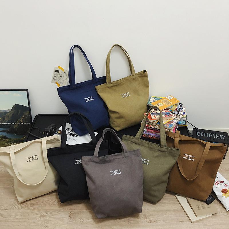 Japanese Casual Canvas Bag Women's Vertical Bag Boys Shoulder Bag Student Wind Tote Bag Shoulder Versatile Commuter Bag