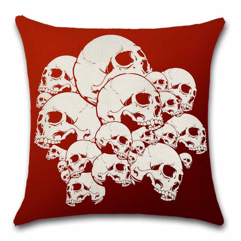 Home Sofa Seat Car Friend Office Gift Pillow Cover Skull Mexican Day of The Dead Goth Girl Linen Cushion