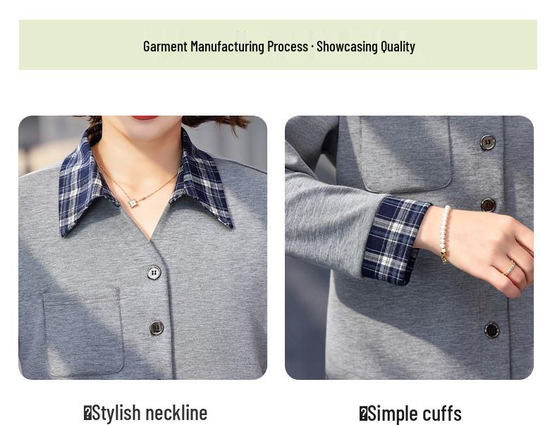 Mom's Spring Casual Korean Style Two-Piece Suit: Fashionable Age-Reducing Shirt and Jacket Set for Middle-Aged & Elderly Women