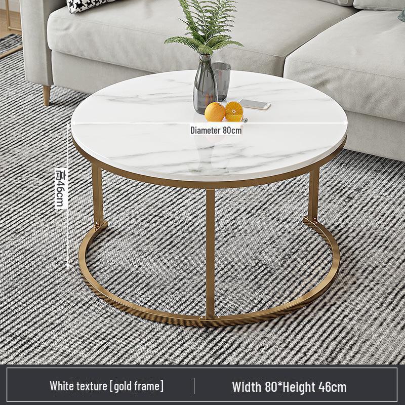 Modern Round Coffee Table: Elegant Small Side Table for Living Room or Balcony