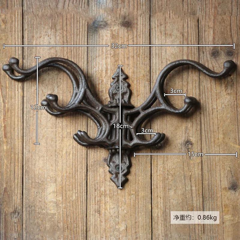 Retro Iron Art Cast Iron Hook Courtyard Garden Outdoor Wall Decoration Clothing Store Clothing Hat European Style Clothes-hook