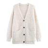 2025 Autumn Women's European & American Style Loose Knit V-neck Long Sleeve Cardigan Sweater