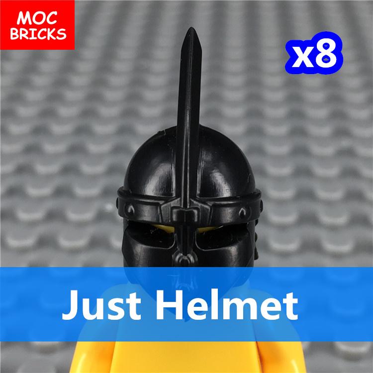MOC Bricks Black Sword Shield Spear Halberd Helmet Medieval Knights Rome Action Figure Educational Building Block Gifts