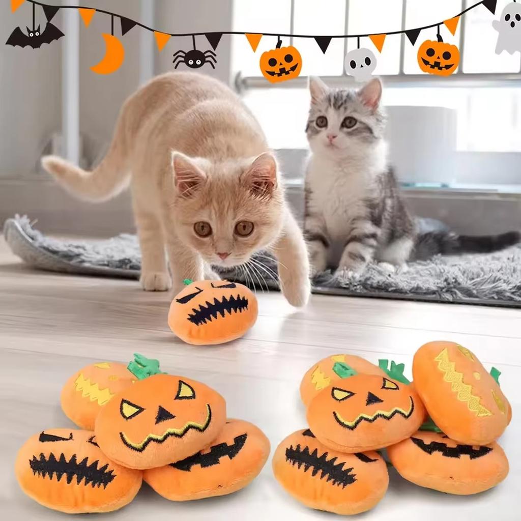 Halloween Pumpkin Pet Biting Toys Funny Soft Plush Dog Tooth Grinding Ball Can Make Sounds Dog Training Toys Pet Products