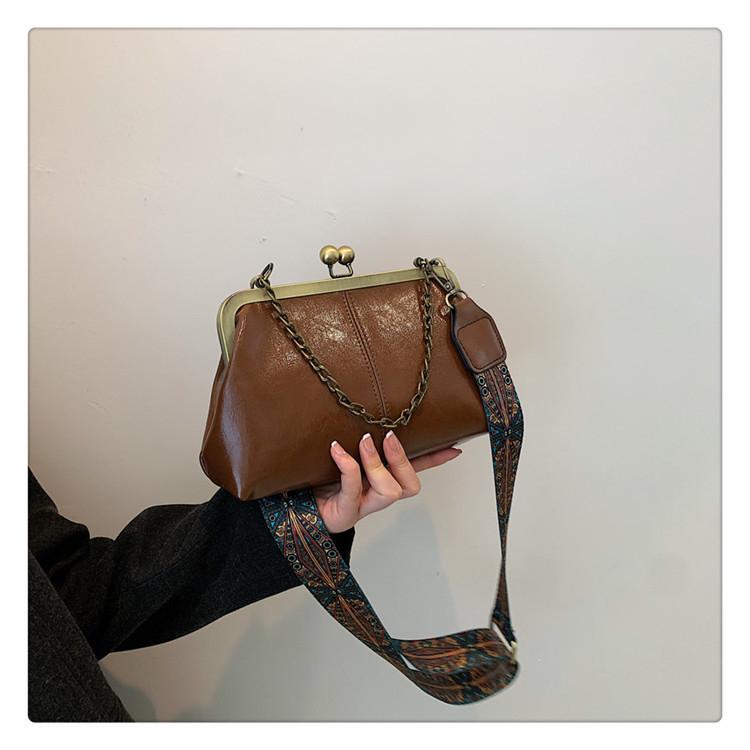 Borsa a Conchiglia alla Moda da Donna Nuova Borsa a Mano a Catena Versatile Coreana Borsa a Spalla a Tracolla Popolare con Texture per Donne