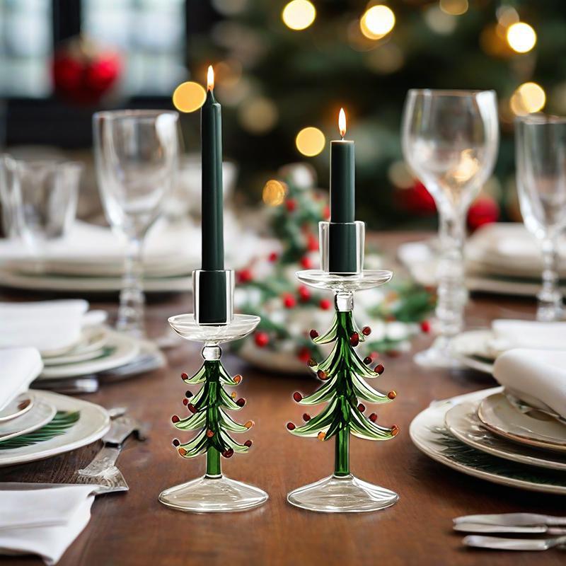 1PC Green Party Glass Candlesticks Nordic 2-in-1 Glass Candle Holder Vintage Multiple Options Available