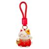 Lucky Cat Cartoon Leather Keychain Pendant - New Year Gift & Souvenir Bag Charm